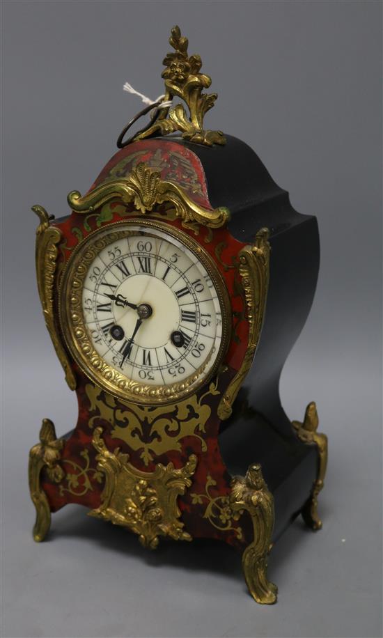 A French boullework mantel clock height 30.5cm